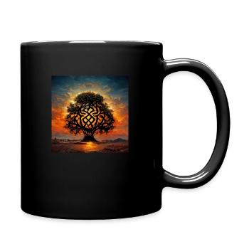 Lebensbaum im Abendrot - Tasse einfarbig - Schwarz - Rechts