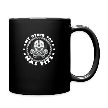 Motorrad, Mein anderes Spielzeug hat Brüste - Tasse einfarbig - Schwarz - Rechts