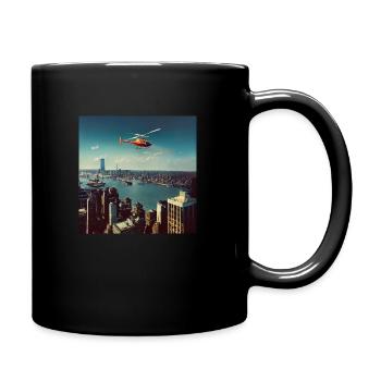 Hubschrauber über der Metropole - Tasse einfarbig - Schwarz - Rechts