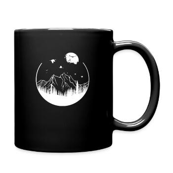 Geometric shape tree mountains - Full Colour Mug - black - Right