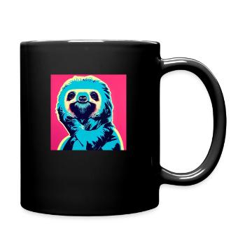 Blaues Faultier - Tasse einfarbig - Schwarz - Rechts