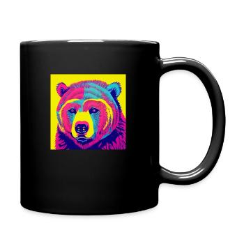 Bunter Grizzlybär - Tasse einfarbig - Schwarz - Rechts