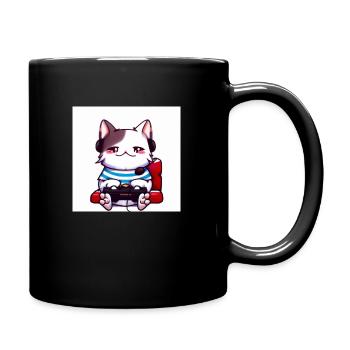 Kaweii cat playing computer games digital art - Tasse einfarbig - Schwarz - Rechts