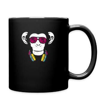 Monkey Cooler Affe DJ Kopfhörer Ausgehen Spaß Part - Tasse einfarbig - Schwarz - Rechts