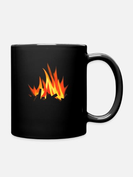 Campfire Camping Nature Forest Fire Outside Tent 7 - Full Colour Mug - black