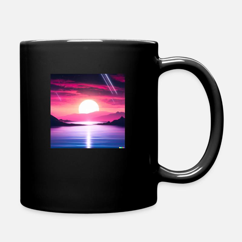 A synthwave style sunse - Tasse einfarbig - Schwarz