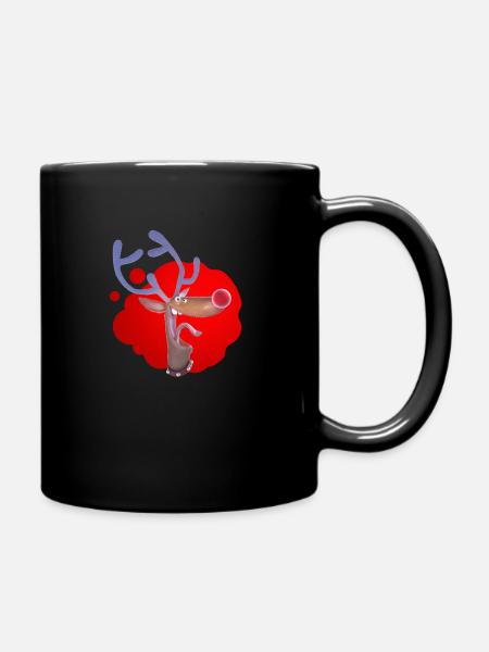 Funny Rudolf - Tasse einfarbig - Schwarz