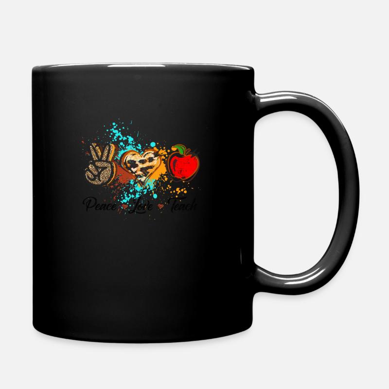 Peace Love Teach - Full Colour Mug - black