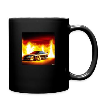 Car on fire - Tasse einfarbig - Schwarz - Rechts