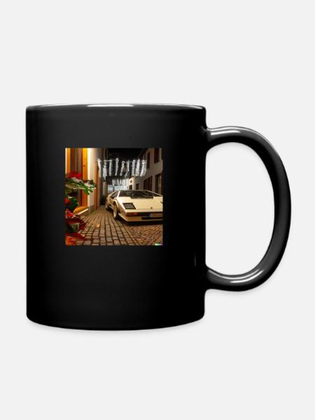 Lamborgini in einer gemütlichen Gasse - Tasse einfarbig - Schwarz