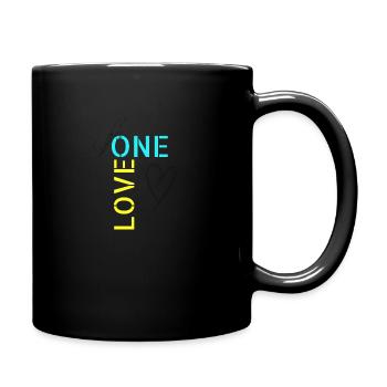 One Love Design als Zeichen der Solidarität - Tasse einfarbig - Schwarz - Rechts