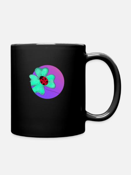 Klee und sein Marienkäfer - Tasse einfarbig - Schwarz