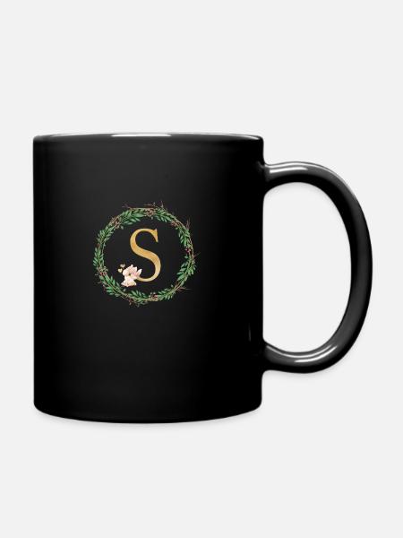 Customizable Monogram S - Full Colour Mug - black