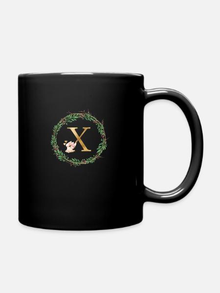 Customizable Monogram X - Full Colour Mug - black