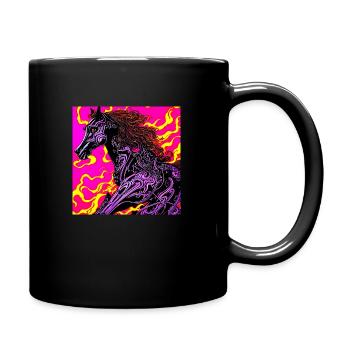Abstrakte Darstellung eines Pferdes - Tasse einfarbig - Schwarz - Rechts