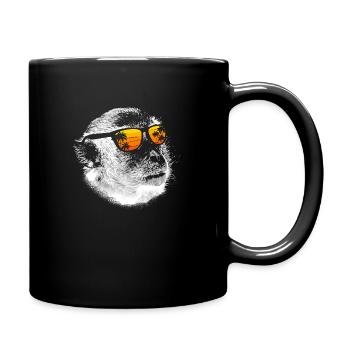 Affe DJ mit Kopfhörer und Sonnenbrille Geschenk Pa - Tasse einfarbig - Schwarz - Rechts