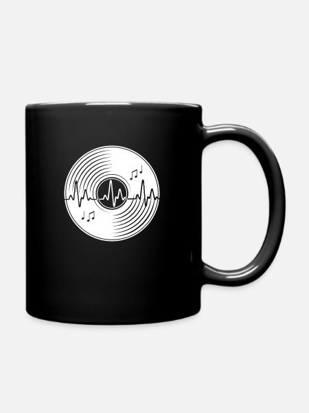 Vinyl Herzschlag Vintage Schallplatte Puls Musik G - Tasse einfarbig - Schwarz