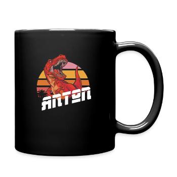 ANTON - Beau prénom de garçon avec T-REX Dino - Mug uni - noir - Droite