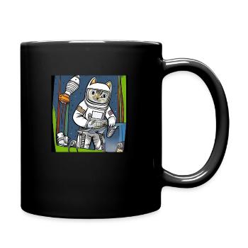 Un chat astronaute construit un vaisseau spatial - Mug uni - noir - Droite