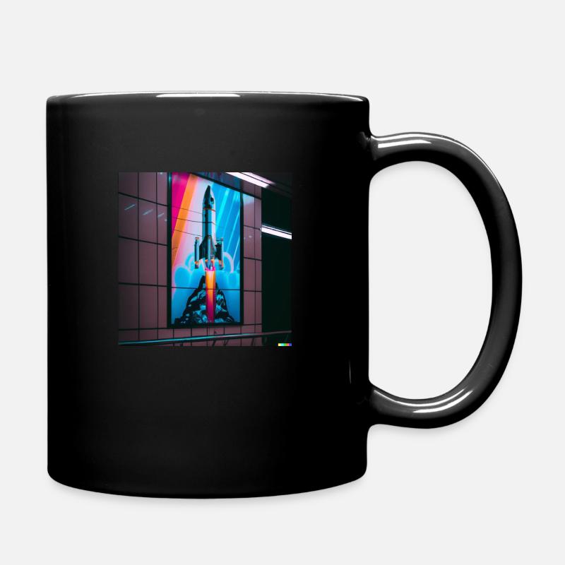 a rocket on a poster in a neon lit subwaystation - Tasse einfarbig - Schwarz