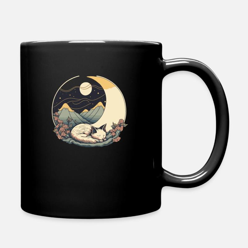 Mondkatze - Tasse einfarbig - Schwarz