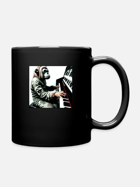 ape playing piano - Tasse einfarbig - Schwarz