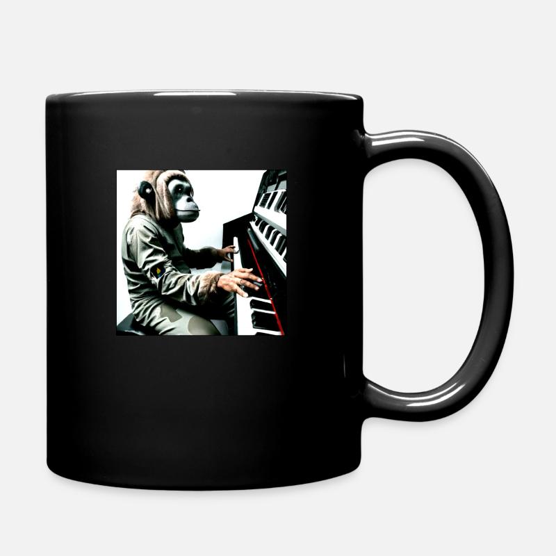 APE Playing Piano - Full Colour Mug - black