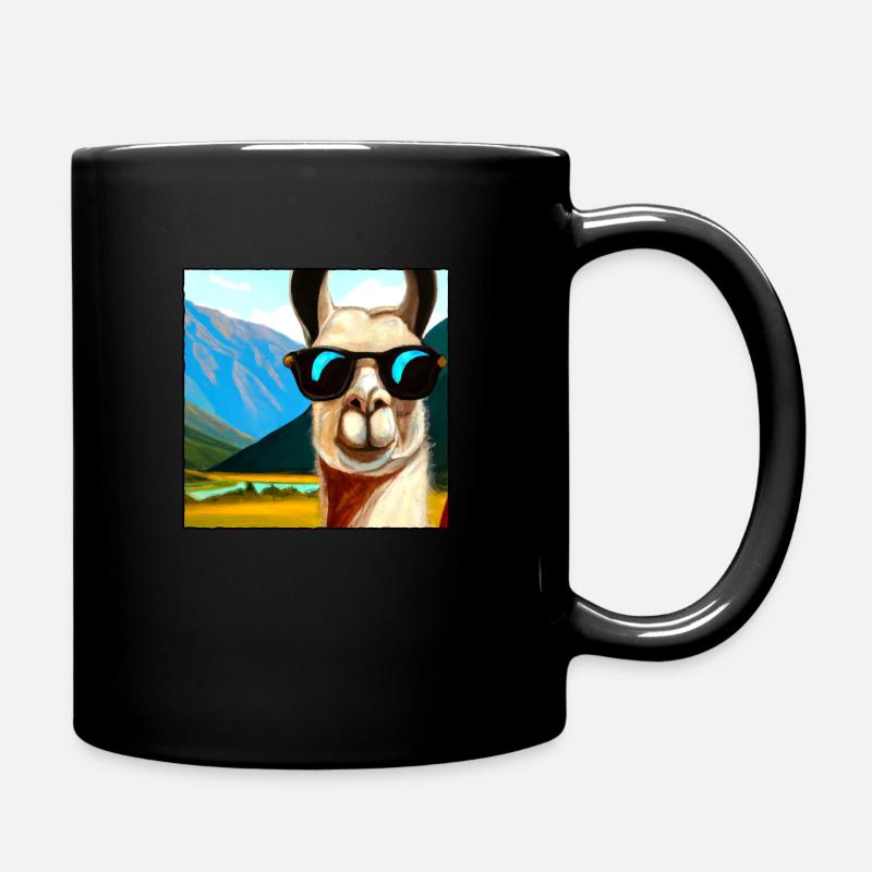 Lama Portrait Gift - Full Colour Mug - black