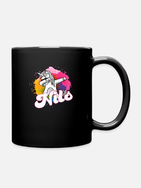 NILS - Schöner Jungen Name mit Coolem Einhorn - Tasse einfarbig - Schwarz