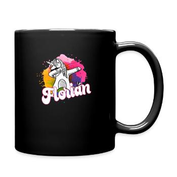 FLORIAN - Beautiful boy name with cool unicorn - Full Colour Mug - black - Right