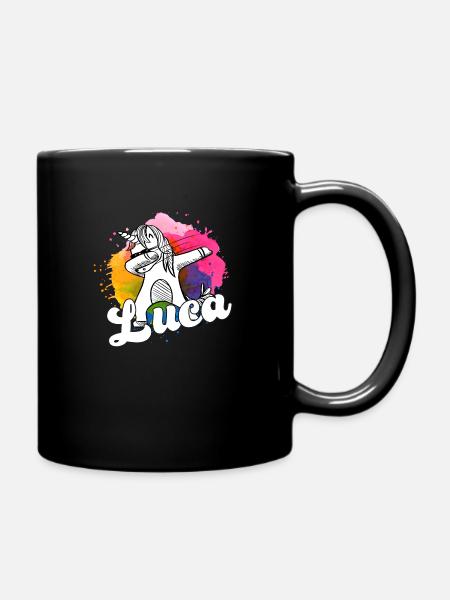 LUCA - Beau nom de garçon avec licorne cool - Mug uni - noir