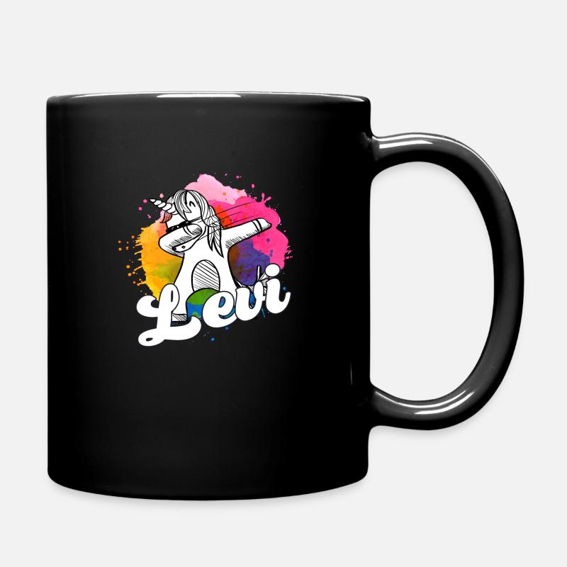 LEVI - Schöner Jungen Name mit Coolem Einhorn - Tasse einfarbig - Schwarz