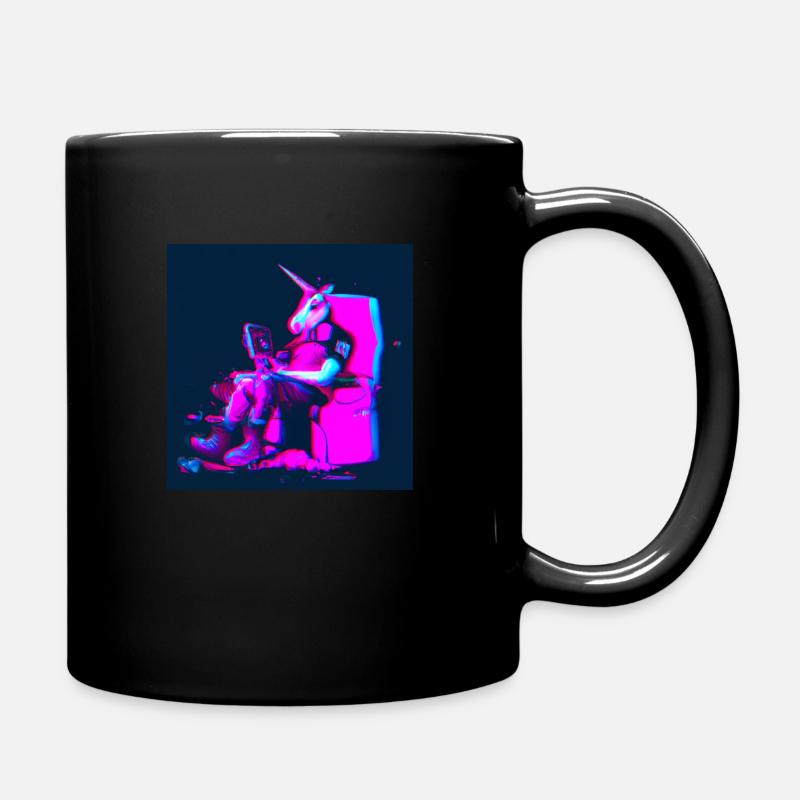 Unicorn Synthwave chill - Tasse einfarbig - Schwarz