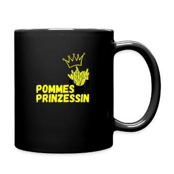 Pommes Prinzessin Fritten Kartoffel - Tasse einfarbig - Schwarz - Rechts