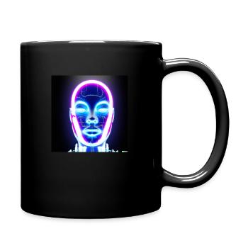 Un visage de cyborg futuriste éclairé au néon - Mug uni - noir - Droite