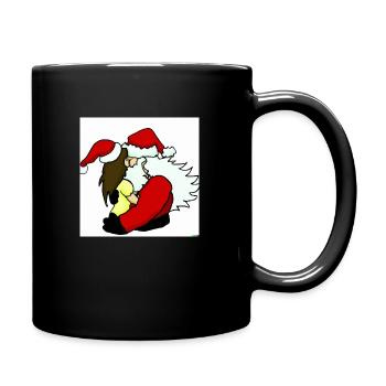 weihnachtsmann und weihnachtsfrau kussen - Tasse einfarbig - Schwarz - Rechts