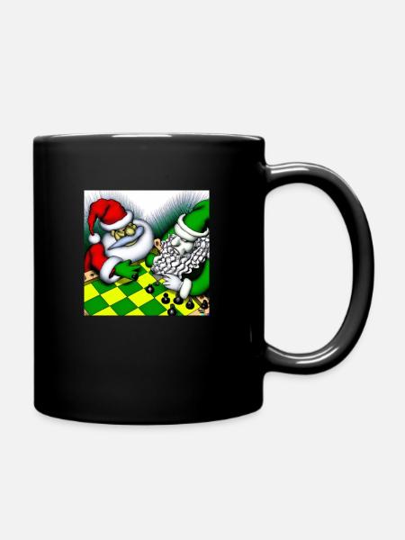 Le Père Noël et les Grincheux jouent aux échecs - Mug uni - noir