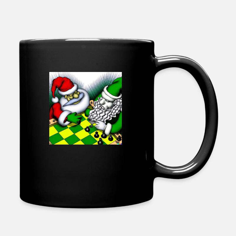 weihnachtsmann und der grinchy spielen schach - Tasse einfarbig - Schwarz