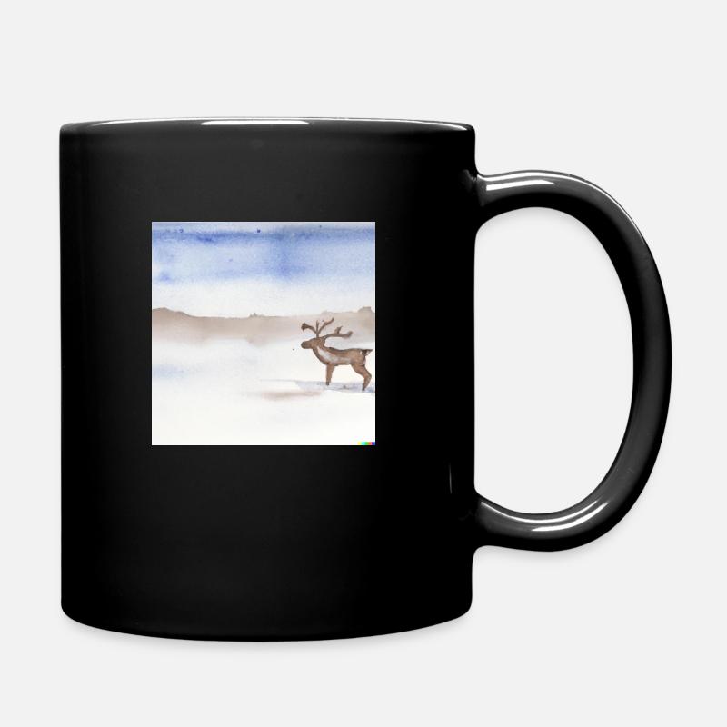 Lone Reindeer 2 - Full Colour Mug - black