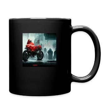 Moto futuriste, ville fantôme - Mug uni - noir - Droite