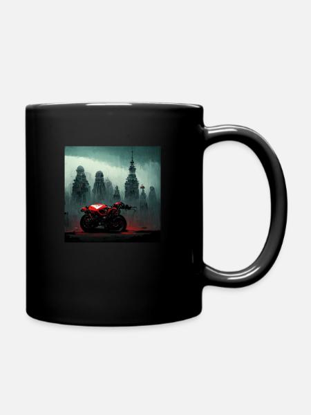 futuristic motorbike ghost city 2 - Mug uni - noir