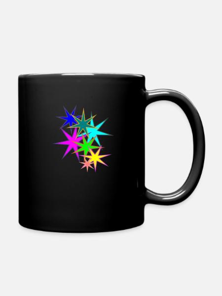 bunte Sterne - Tasse einfarbig - Schwarz