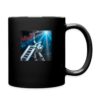 Roboter rockt im Weltraum mit Gitarre und Keyboard - Tasse einfarbig - Schwarz - Rechts