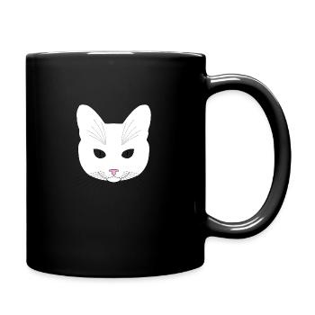 Chat tête blanc yeux transparent - Mug uni - noir - Droite