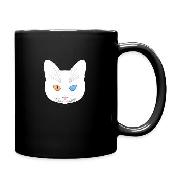 Chat tête noir yeux orange bleu - Mug uni - noir - Droite