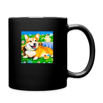 Corgi Tea Party - Full Colour Mug - black - Right