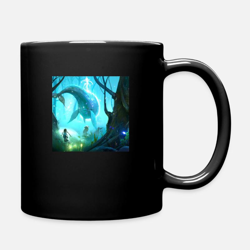 Baleine volante dans une forêt magique - Mug uni - noir