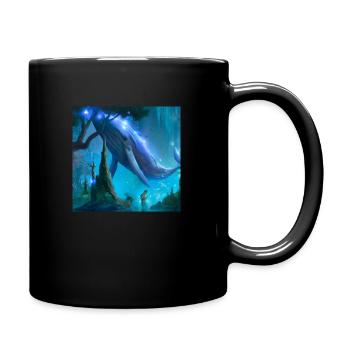Fliegende Wale im magischen Wald - Tasse einfarbig - Schwarz - Rechts