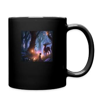 Mädchen im magischen Wald, umgeben von Tieren - Tasse einfarbig - Schwarz - Rechts