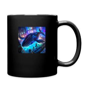 Whale floating in the city - Full Colour Mug - black - Right